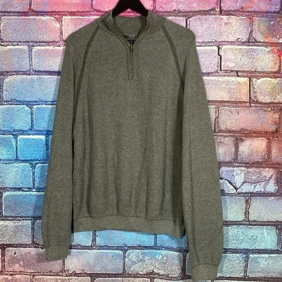 Tailor Vintage Men's Sweatshirt Quarter Zip 100% Cotton Grey XXL Sweatshirt - Picture 1 of 5
